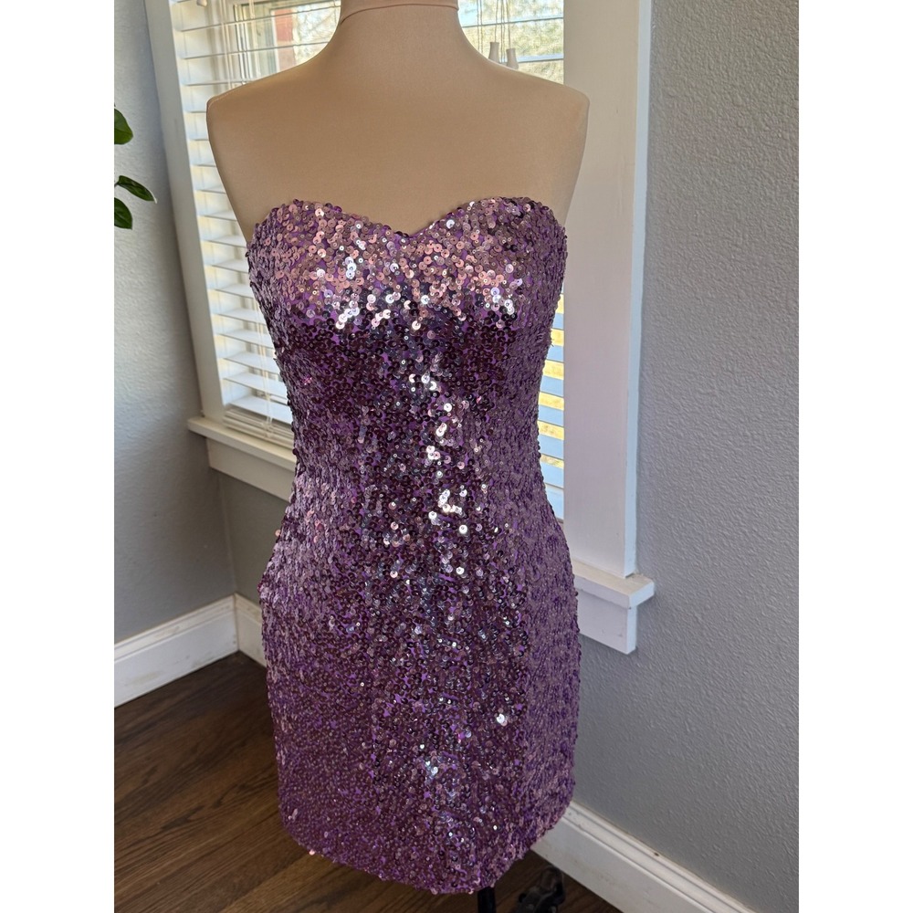 NWT Blush Prom Sequin‎ Strapless Mini Dress Size 6 Sweetheart Neckline